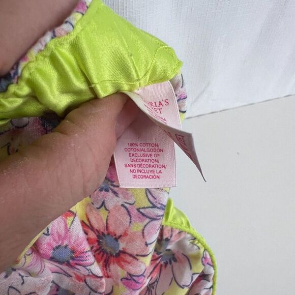 Victorias Secret Lace Trim Pajama Sleep Shorts Sz Small Ribbon Tie Floral Print - Picture 2 of 8